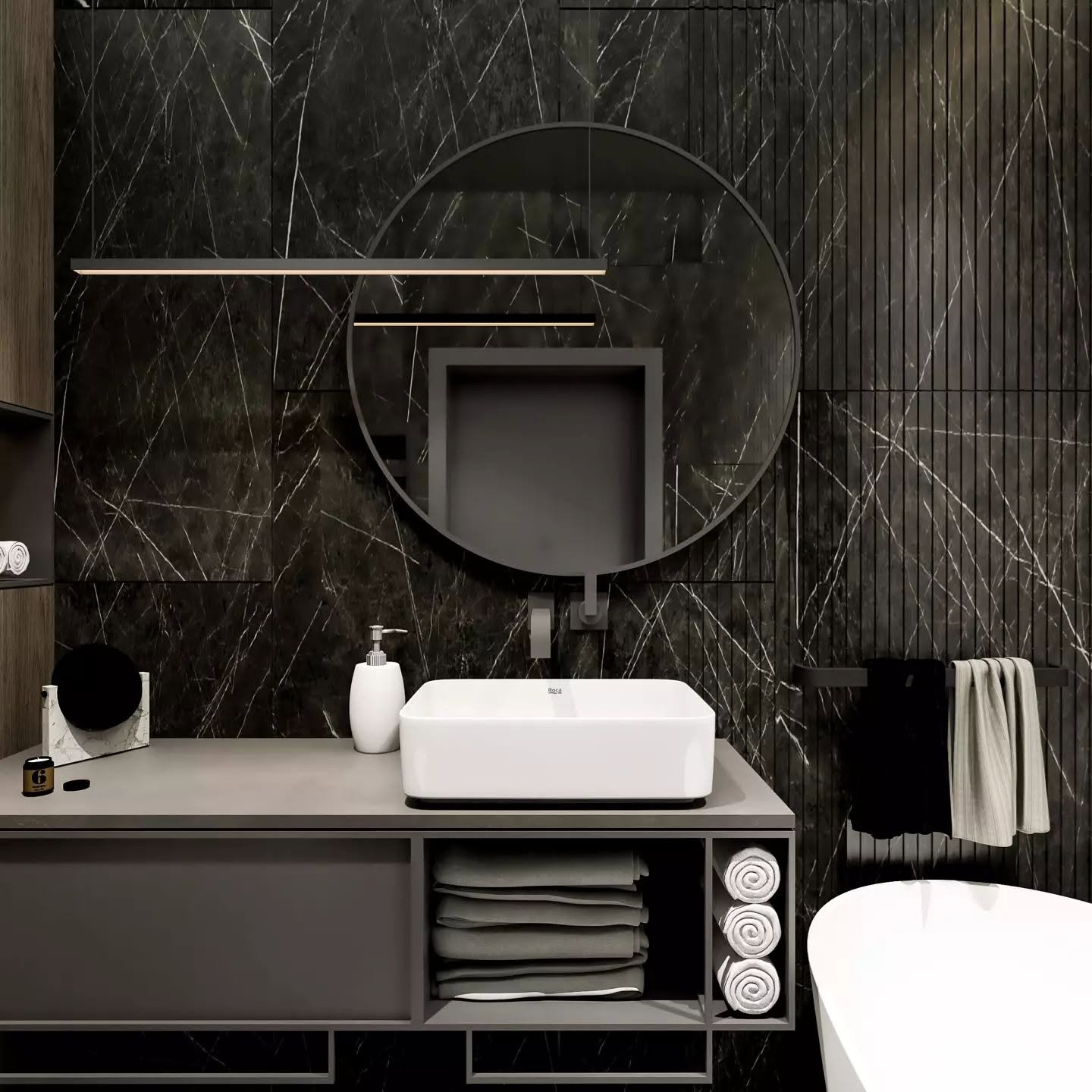 Realizacja oto_projekt — łazienka dark marble