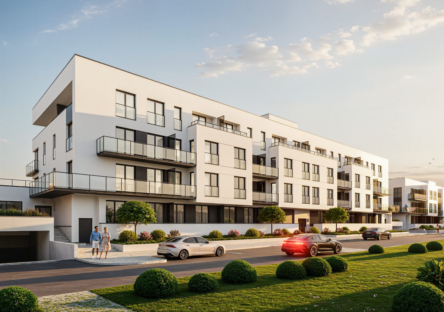 Panoramiczny widok na osiedle Ursa Piast od frontu