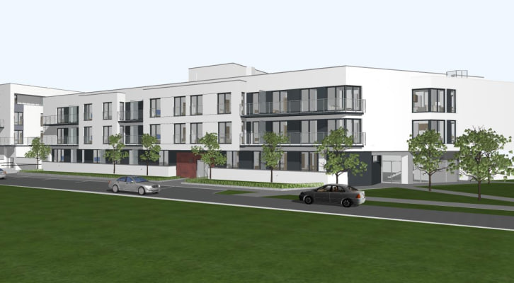 Wizualizacja Osiedla Ursa Piast — widok od ulicy